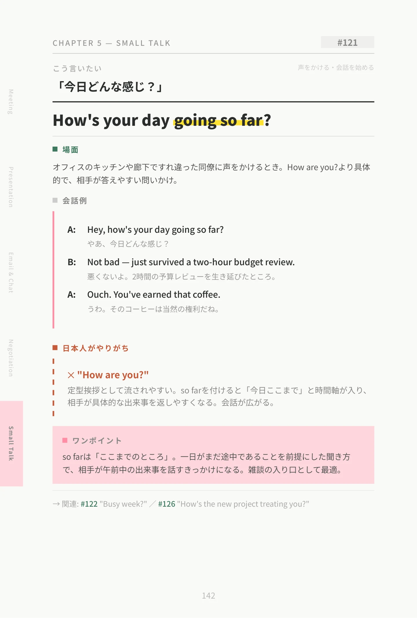 雑談パートのサンプルページ：#121 How's your day going so far?