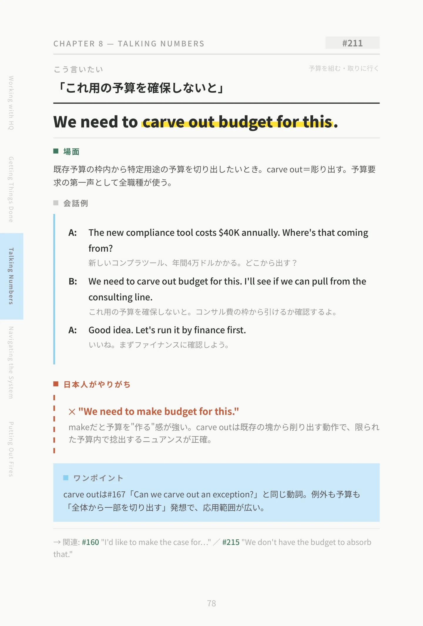数字で語るパートのサンプルページ：#211 We need to carve out budget for this.
