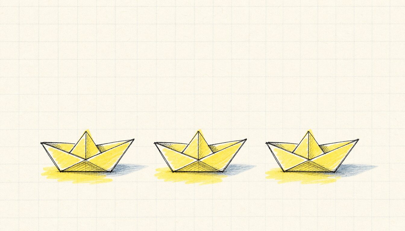 英語会議 割り込みの3大フレーズを象徴する3つの折り紙ボート