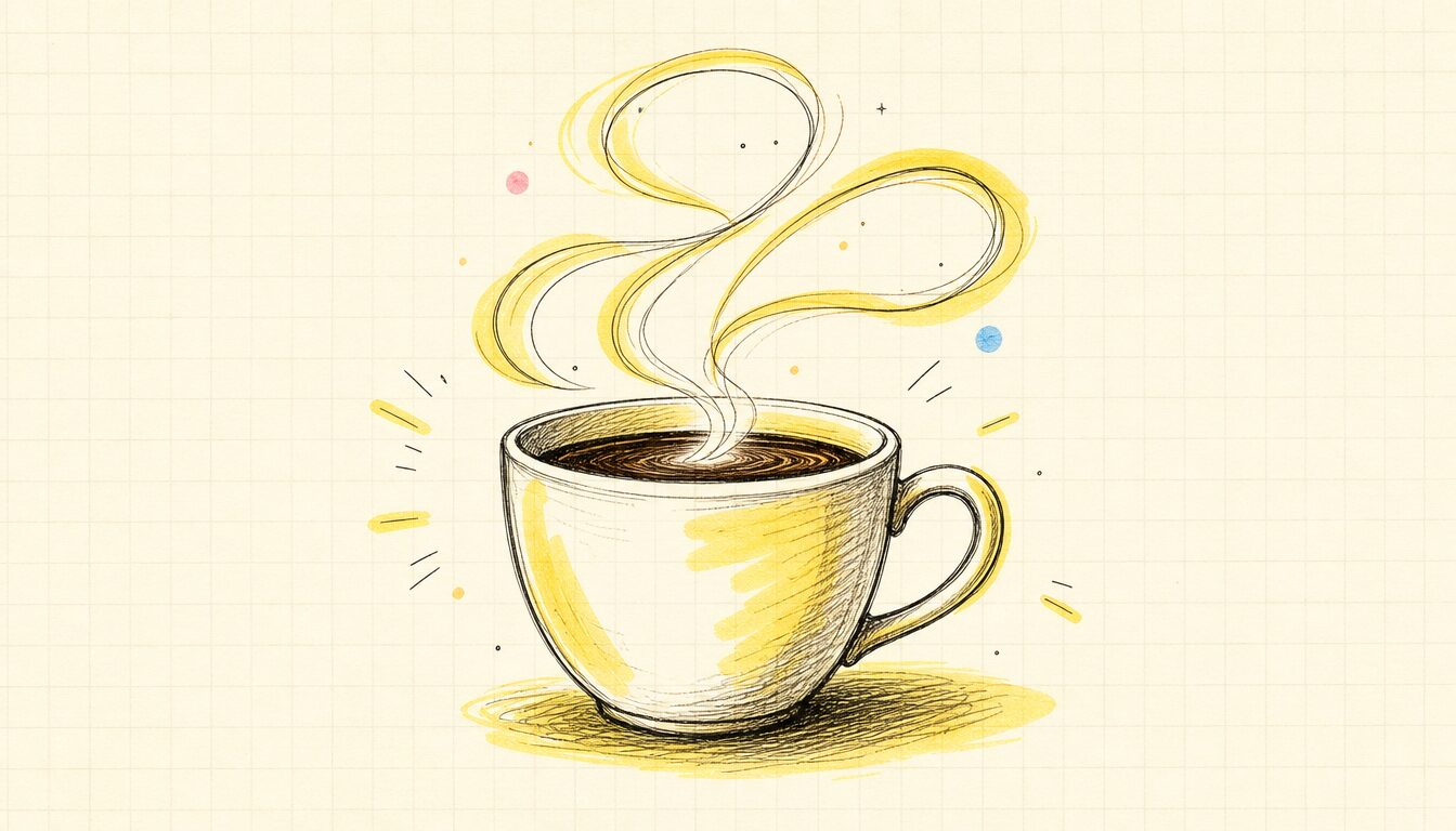 英語会議 フレーズの冒頭挨拶を象徴する朝のコーヒー画像