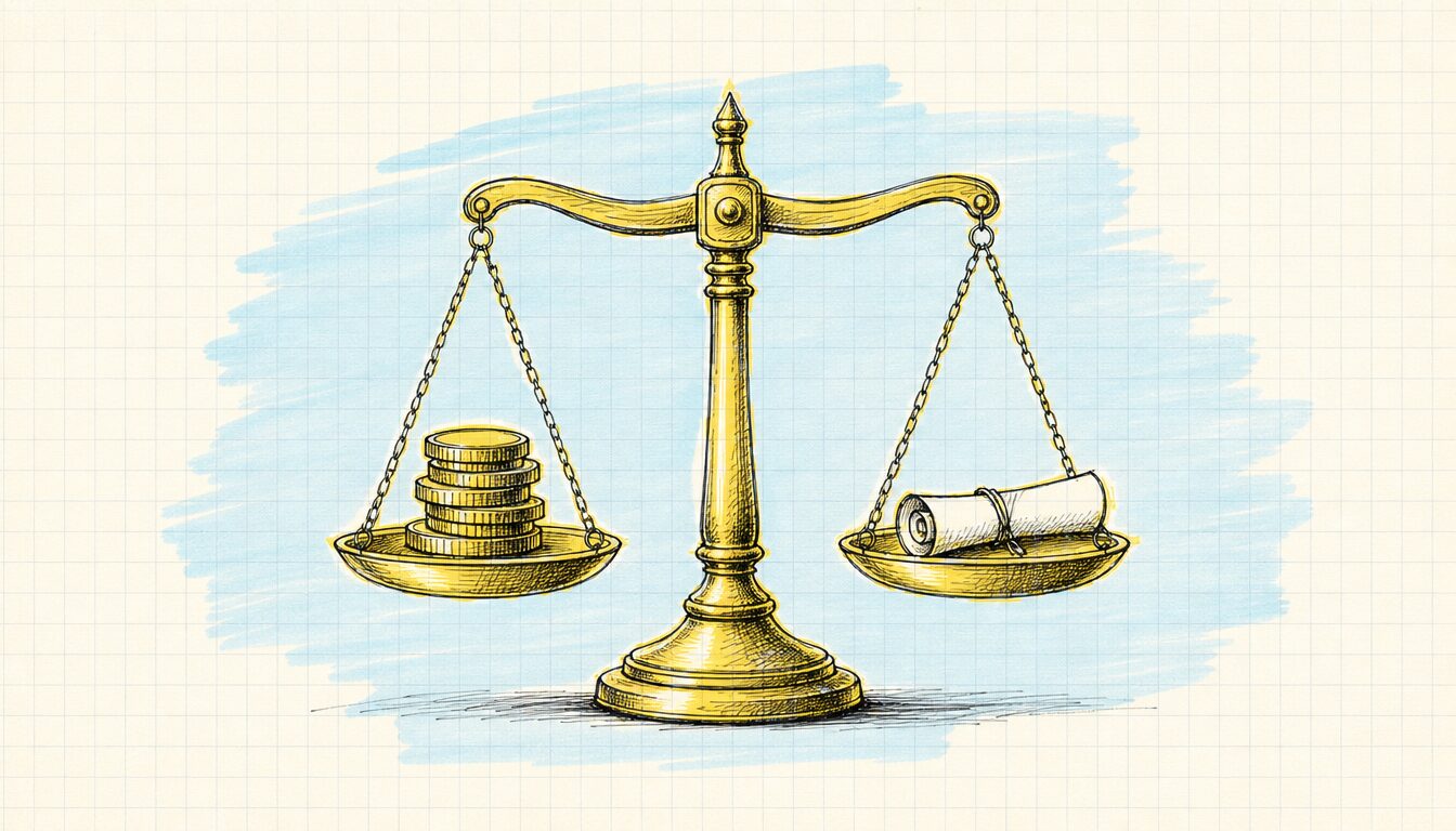 英語 交渉における条件と譲歩の比較を象徴する天秤