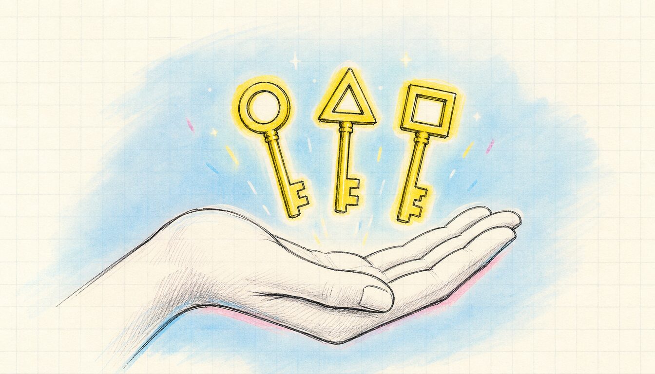 英語 スモールトークの切り出し方を象徴する3つの鍵のイメージ