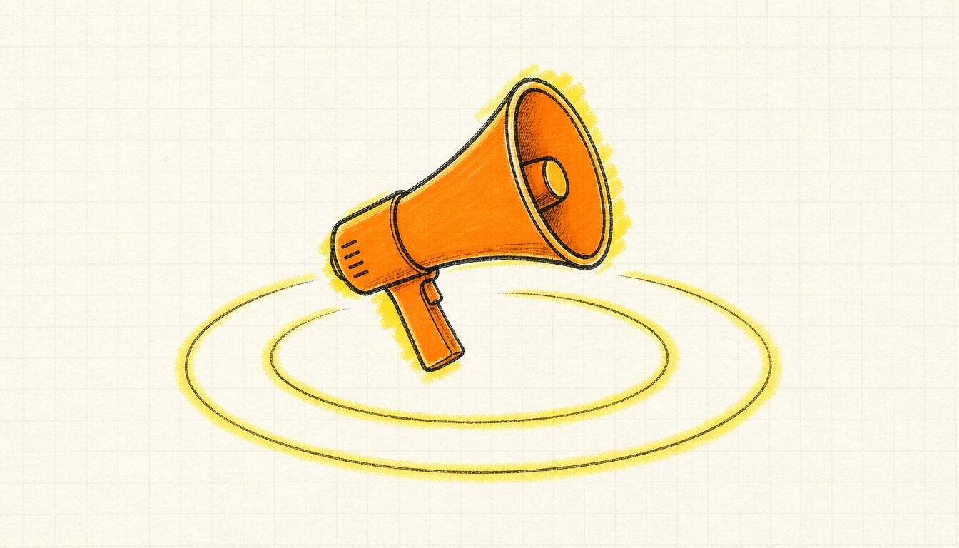 使える英語で会議に発言する勇気を象徴するメガホンのイメージ