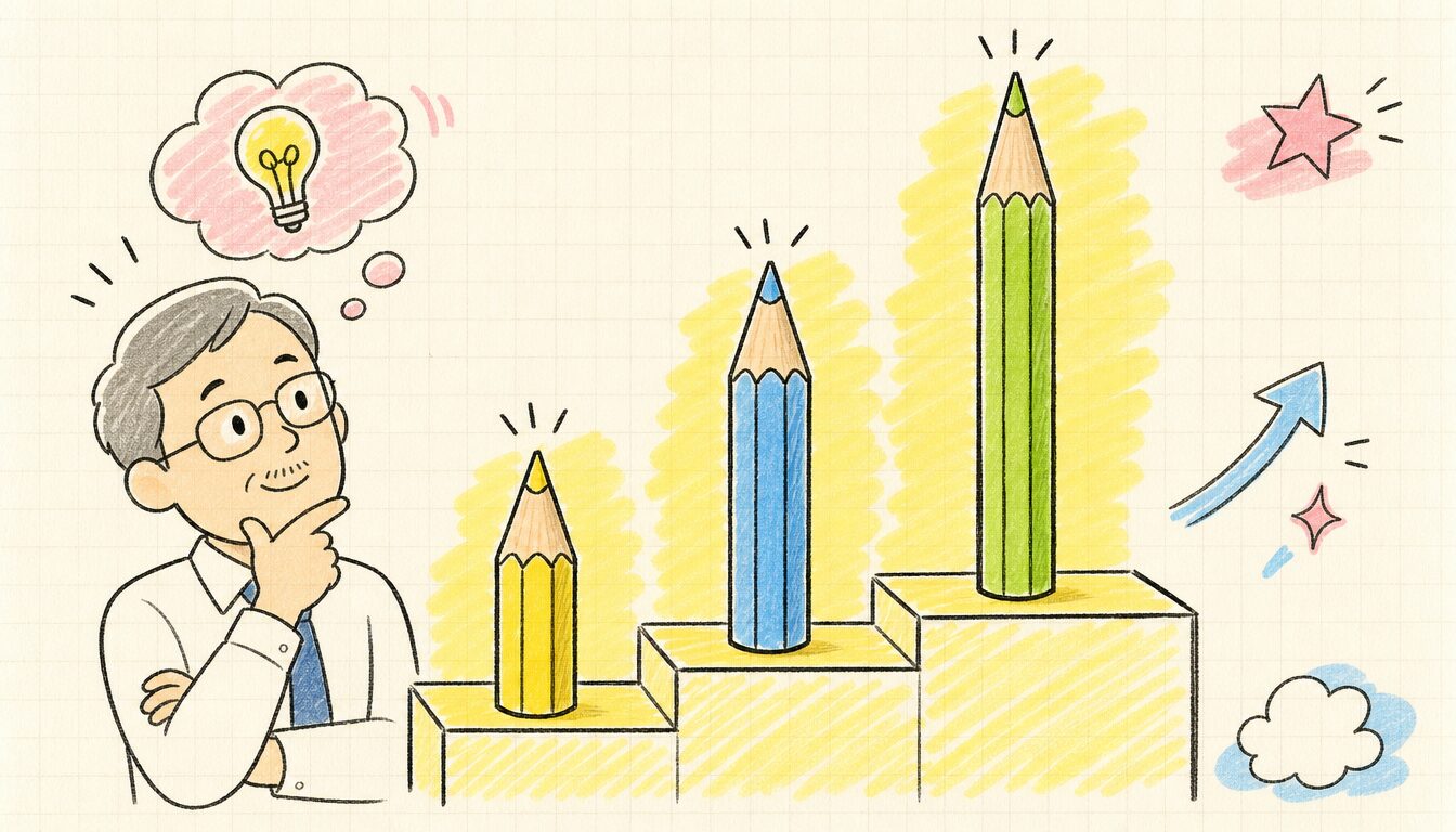 ビジネス英語 概算の3つの表現を比較する鉛筆のイラスト